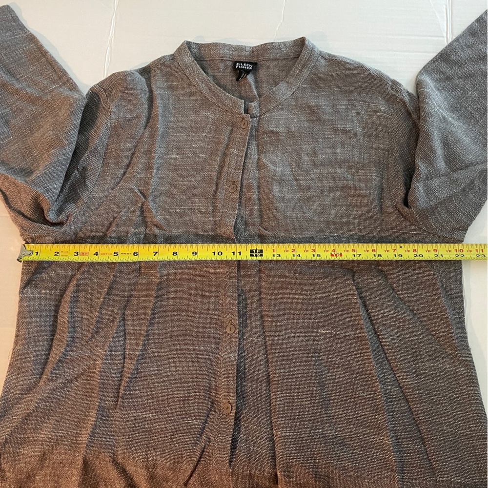Eileen Fisher Button Front Blouse Medium Linen Blend Business Casual Relaxed Fit - Picture 9 of 10